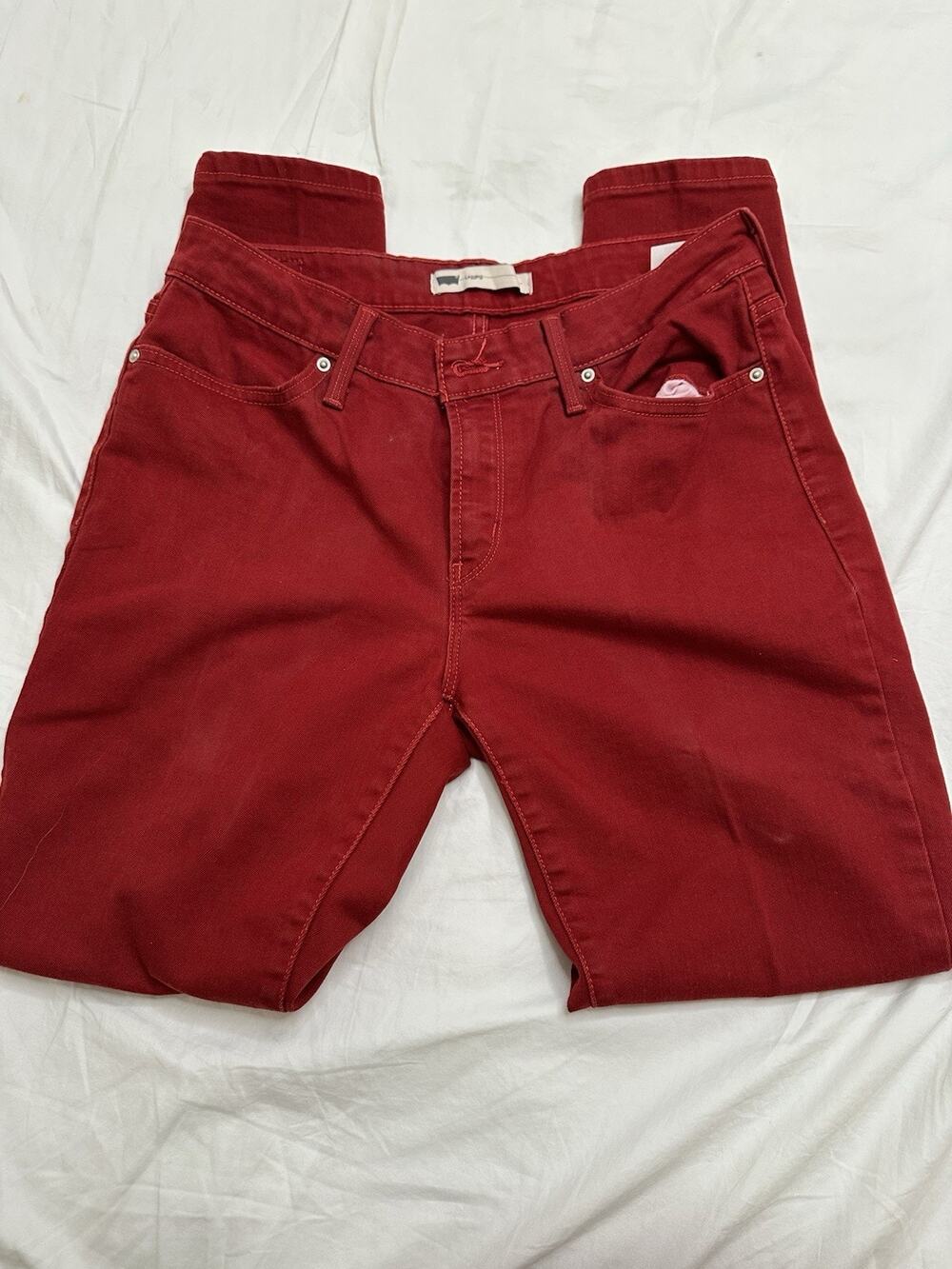 Levi’s 721 High Rise Skinny Red Jeans Women’s 12M W31 L32 Stretch Denim